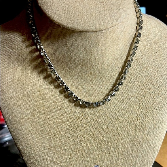 Elegant Silver Toned Tennis Choker Necklace - Picture 1 of 4